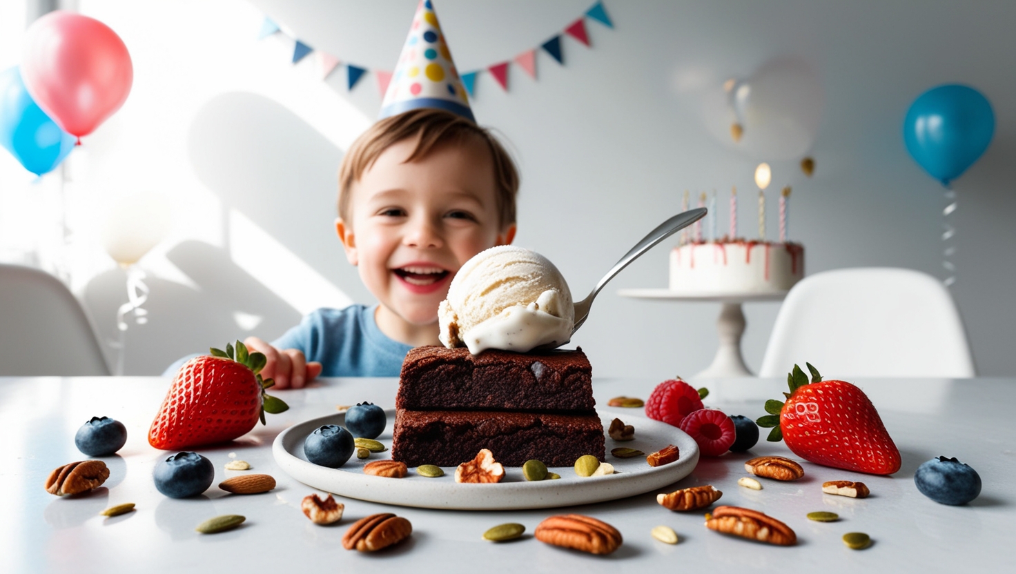 A child is happy to receive keto brownies recipe on their birthday