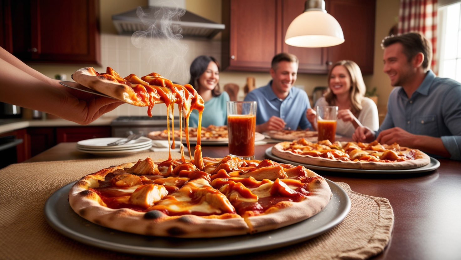 BBQ chicken pizza in familly