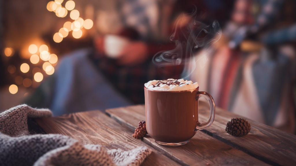 homemade hot chocolate on a wooden table