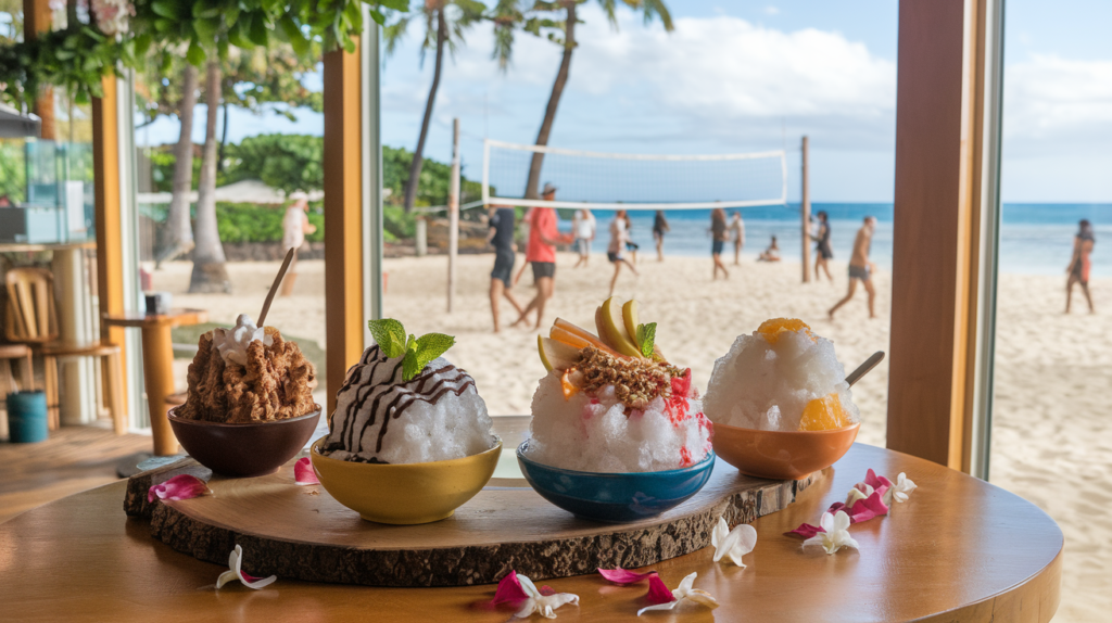 shaved ice with deferents toppings